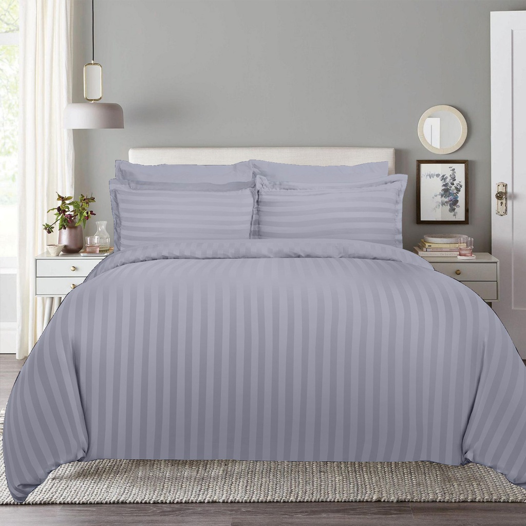 LATIFA HOTEL COMFORTER STRIPE 4PCS SINGLE- D. GREY 06