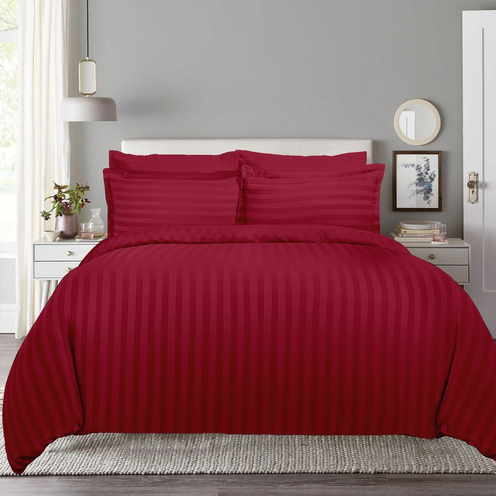LATIFA HOTEL COMFORTER STRIPE SINGLE- MAROON 08