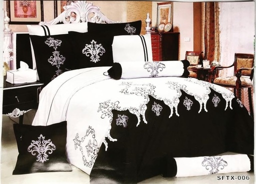 Embroidery Comforter (White, Black)SFTX-06