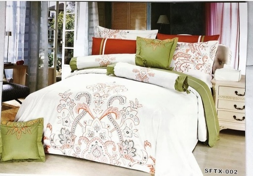 Embroidery Comforter (White, Green)SFTX-02