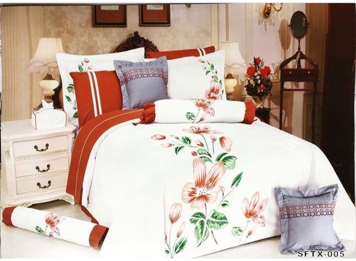 Embroidery Comforter (White, Orange)SFTX-05